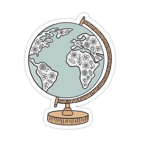 Redbubble Aesthetic Stickers, Globe Sticker Aesthetic, Geography Stickers Aesthetic, Cute Sticker Ideas Aesthetic, Geografi Aesthetic, School Stickers Aesthetic, Laptop Design Stickers, Cute Green Stickers, Travel Stickers Aesthetic