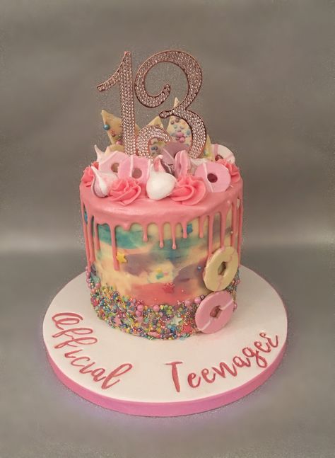 13th Birthday Cake For Girls, Cakes For Teenagers, Superbowl Foods, Girly Birthday Cakes, Teen Cakes, 13 Birthday Cake, Birthday Cakes For Teens, Pink Birthday Cakes