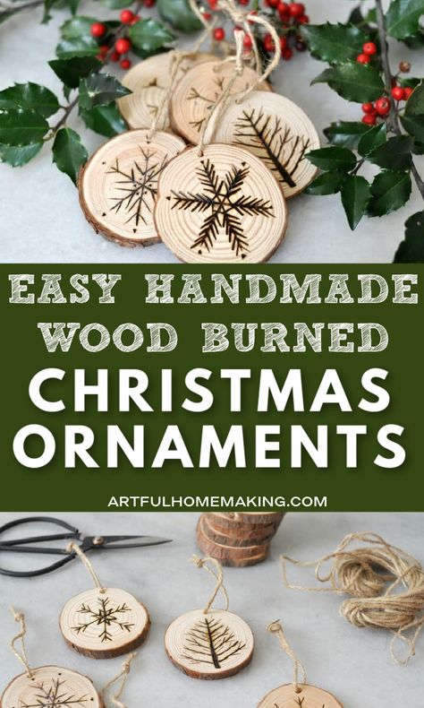 Wood Burning Gifts For Kids, Wood Burning Xmas Ornaments, Wooden Decorations Christmas, Wood Slice Wood Burning Ideas, Pioneer Christmas Ornaments, Wood Burning Christmas Patterns, Woodburning Christmas Patterns, Stenciled Christmas Ornaments, Stencil Christmas Ornaments