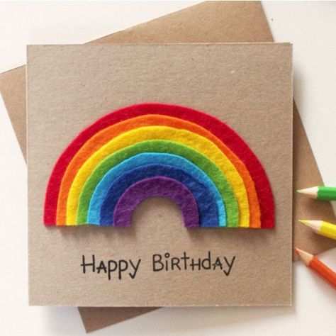 Kids Birthday Cards Handmade, Kids Cards Handmade, Rainbow Birthday Card, Happy Birthday Rainbow, Smile Kids, Rainbow Gifts, Rainbow Party Decorations, First Birthday Cards, First Birthday Pictures