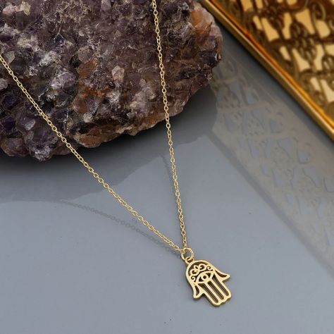 Hamsa Necklace Gold, Gray Gemstones, Ethiopian Opal Necklace, Rough Jewelry, Eye Pendant Necklace, Blue Sapphire Pendant, Hand Of God, Hamsa Charm, Hamsa Necklace