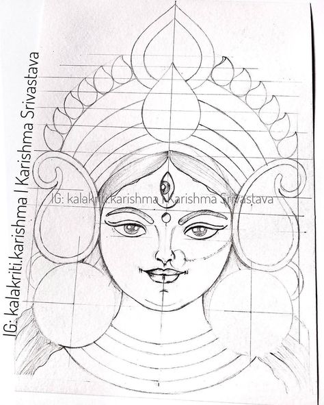 Karishma Srivastava | 🙏To the time when it all started!🙏 I’m beyond grateful and thankful to each one of you for being so kind, supportive and uplifting.😊 All I … | Instagram Traditional Sketches Indian, Dasara Drawing, Navratri Painting Ideas, Navratri Drawing Ideas, Durga Drawing Art, Drawing Of God, Karishma Srivastava, Navratri Drawing, Best Rangoli Designs