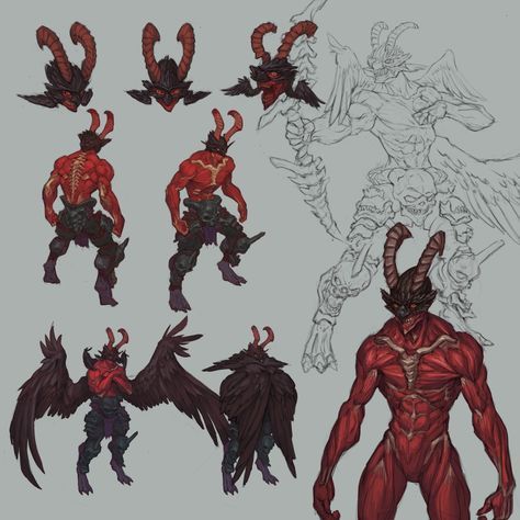 ArtStation - Demon Hunter, Morgan Howell Demon Hunter Wow Art, Anime Demon Design, Red Demon Character Design, Demon Illustration Character Design, Fire Demon Character Design, Demon Art Reference, Demon Form Concept Art, Demon Art Drawing, Male Demon Character Design