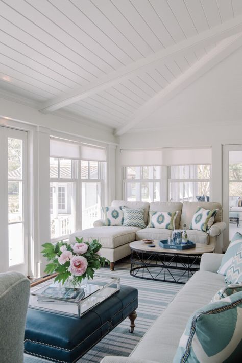 Jamie Merida, Top Designer in Coastal Sunroom, Sunroom Remodel, Small Sunroom, All Season Room, 4 Season Room, Four Seasons Room, Sunroom Furniture, Sunroom Addition, Three Season Room