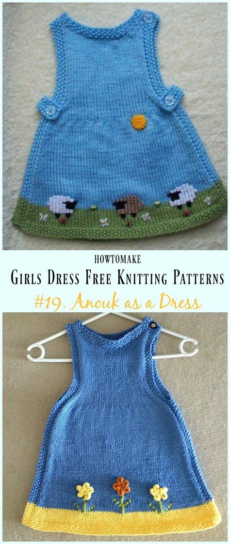 Kids Anouk as a Dress Free Knitting Pattern - Little Girls #Dress Free #Knitting Patterns Knit Dress Pattern Free, Girls Knitted Dress, Kids Knitting Patterns, Knit Dress Pattern, Knit Baby Dress, Baby Sweater Knitting Pattern, Dress Patterns Free, Baby Knitting Patterns Free