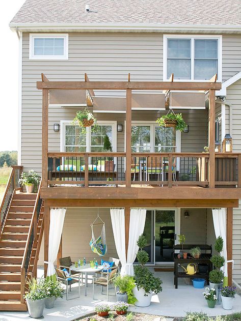 Second Story Deck Ideas, Ombra Pergola, Design Per Patio, Second Story Deck, Balkon Decor, Deck Makeover, Patio Deck Designs, Deck Designs Backyard, Pergola Design