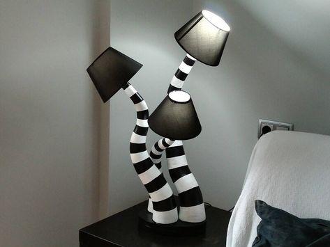 Beetlejuice Lamp | WEIRD THINGS YOU CAN BUY Beetlejuice Interior Design, Beetlejuice Bed, Beetlejuice Nursery, Beetlejuice Lamp, Beetlejuice Room, Art Deco Room, Weird Furniture, Geek Decor, Goth Home