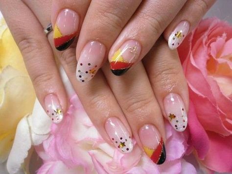 Nail design - German flag Germany Nails Designs, German Nail Art, German Nails Designs, German Nails, German Flag Nails, Germany Nails, Belgian Flag, Flag Nails, France Flag