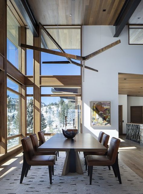 Mountain Modern — Design BDG Modern Mountain Home, Modern Dining Room Tables, Mammoth Lakes, Brown Design, Mountain Modern, Modern Mountain, Mountain Home, Mountain House, Minimalist Kitchen