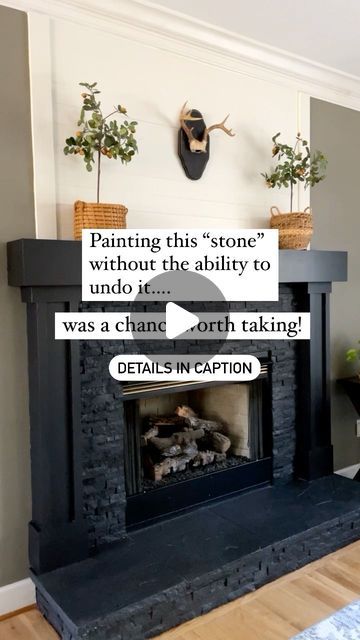 Sonya | Decorate, Declutter, DIY on Instagram: "Paint color is Sherwin Williams Black Magic 🤩 After thinking on this for a year, I decided it was time. I have zero regrets. IF you decide to do this, make sure you do the prep work. I have a complete tutorial on my blog https://athomewiththebarkers.com/painted-tile-fireplace-makeover/" Painted Black Fireplace, Sherwin Williams Black Magic, Sherwin Williams Black, Tile Fireplace, William Black, Black Fireplace, Painted Tile, Fireplace Makeover, Fireplace Tile