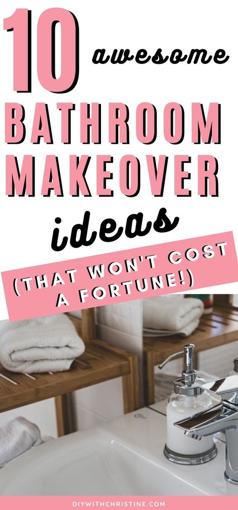 Tired of looking at the same, old outdated bathroom? Use these 10 quick and easy steps to refresh your outdated bathroom on a budget! Full bathroom remodels cost anywhere from $1,500 to $3,500. Use these cheap home improvement DIY bathroom ideas to makeover your bathroom for less than $500! What a steal! #diybathroomrenovation #easybathroomdiy #bathroomdiyproject #newhomeowners #beginnerdiyproject #howtoupdatebathroom House Remodeling Ideas On A Budget, Bathroom Remake, Cheap Bathroom Makeover, Outdated Bathroom, Diy Bathroom Ideas, Simple Bathroom Remodel, Old Bathrooms, Washroom Decor, Full Bathroom Remodel