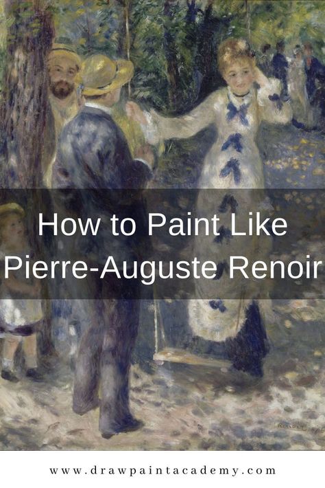 Let's take a look at how to paint like Pierre-Auguste Renoir. I've never been much a fan of Renoir's work. That was until I saw one of his paintings at the European Masters exhibition. A Young Girl With Daisies (see the painting in my post). It captivated me as a great painting should and it prompted me to take another look at Renoir's work. Learn more here. #drawpaintacademy.com Renoir Art, Art Teacher Resources, Renoir Paintings, Oil Painting For Beginners, Auguste Renoir, Oil Painting Techniques, Pierre Auguste, Portrait Paintings, Pierre Auguste Renoir