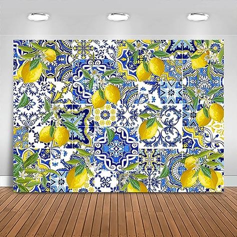 Table Cloth Banner, Lemon Backdrop, Lemon Party Decorations, Cloth Banner, Baby Shower Fruit, Fruit Baby, Cloth Banners, Banner Photo, Background Decoration