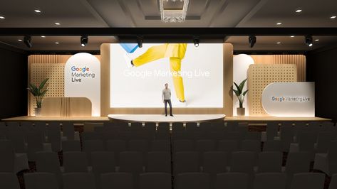 Google Marketing Live 2023 India on Behance General Session Stage Design, Google Event, Marketing Activations, Keynote Design, Event Graphics, Google Marketing, Stage Set Design, Decor Event, Google Cloud