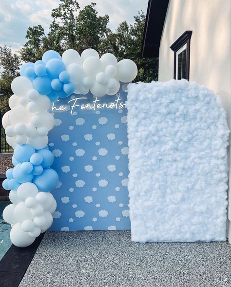 On cloud nine backdrop #oncloudnine #bridalshowerideas #bridalshowerdecorations #bridalshowerdecor #oncloud9 #engagement #engagmentparty #bridalshowertheme #party #partythemes #partybackdrops #backdrop #balloons #balloongarland #bride #balloondecor #balloonart #bridetobe #shesaidyes #engagementdecor #engaged #partyplanner #prettyparty #chrissierabalais #clouds Cloud 9 Photo Backdrop, Shes On Cloud 9 Bridal, Cloud Backdrop Ideas, Diy Cloud Backdrop, On Cloud 9 Wedding Shower Theme, On Cloud Nine Decor, Cloud 9 Backdrop, On Cloud 9 Backdrop, Cloud Nine Theme