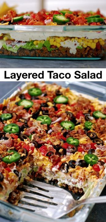 Layered Taco Salad Recipe, Layered Taco Salad, Nachos Recept, Layered Taco Salads, Friendly Photo, Easy Potluck Recipes, Layered Taco, Taco Salat, Taco Salad Recipe