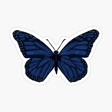 Dark Blue Stickers Aesthetic, Dark Blue Aesthetic Stickers, Butterfly Blue Aesthetic, Blue Butterfly Icon, Dark Blue Stickers, Navy Blue Stickers, Roket Air, Handcrafts Ideas, Sticker Mood