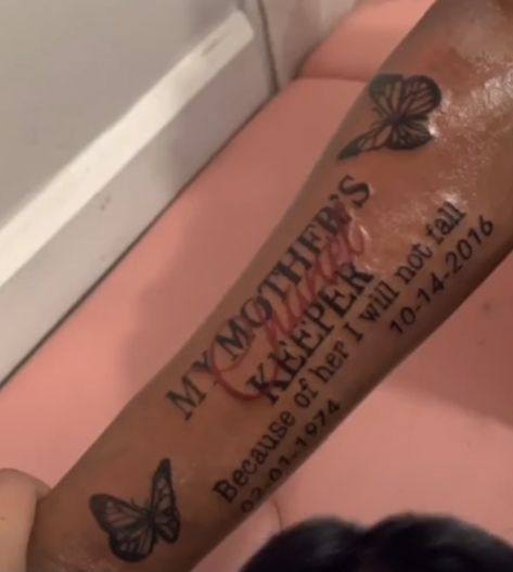 Dear Mama Tattoo, My Mothers Keeper, Mothers Keeper Tattoo, Tattoo Dedicated To Mom, My Mothers Keeper Tattoo, Long Live Tattoo Black People, Long Live Tattoo, Tattoo For Mom, Memorial Tattoo Ideas