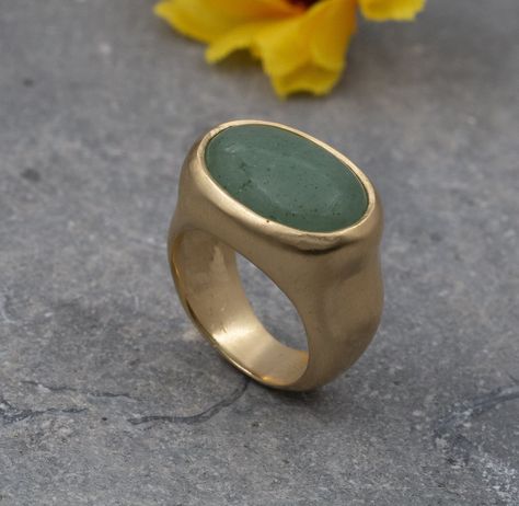 Women Gold Ring, Aventurine Ring, Boho Items, Handmade Gold Jewellery, Best Friend Jewelry, Gold Statement Ring, Colorful Jewelry, Boho Ring, 14k Gold Ring