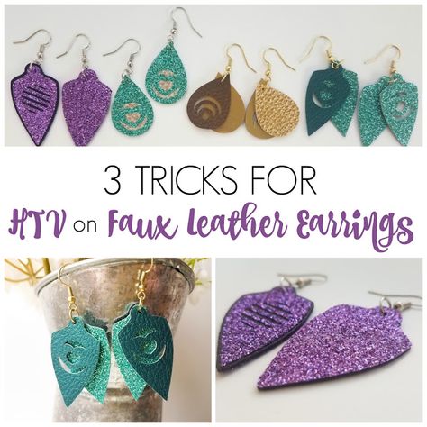 Cricut Tricks, Cricket Maker, Vinyl Projects Silhouette, Silhouette School Blog, Vinyl Stencil, Silhouette Earring, Diy Leather Earrings, Diy Leather Projects, Leather Jewelry Diy