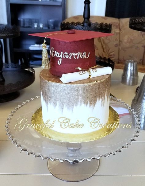 Burgundy And Gold Graduation Decorations, Burgundy Graduation Cake, Burgundy Graduation Party Decorations, Burgundy And Gold Cake, Asu Graduation, Graduation Party Desserts, Graduation Party Cake, Grad Cake, Graduation Party Diy