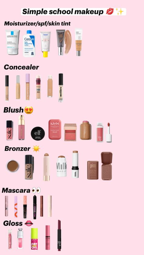 #makeup #school #aesthetic School Makeup Natural, Easy School Makeup, Makeup Routine Products, Everyday Makeup For School, Makeup For School, Back To School Makeup, Makeup School, School Makeup, Makeup Pictures