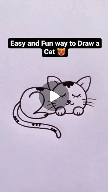 Simple and Easy Drawing Ideas on Instagram: "Let's Learn how to draw a cat with these easy steps, do try it and let me know how did you do. It is pretty easy to draw even for a person who is drawing it for the first time.  #draw #drawing #drawingtutorial #reels #explore" Easy To Draw Doodles Simple Step By Step, Easy Drawing For Kids Step By Step, How To Draw A Cat Easy, How To Draw A Cat Step By Step, Easy Person Drawing, Fun Things To Draw Easy, How To Draw A Cat, Step By Step Drawing For Kids, How To Draw For Kids