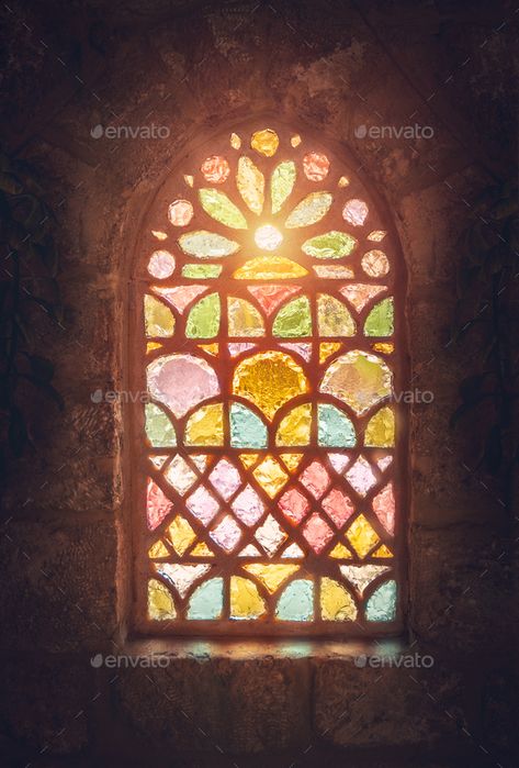 Stained glass window by Anna_Om. Stained glass window, amazing colorful window of an ancient church, house of god, place of worship, old ancient cathe... #Affiliate #Anna_Om, #amazing, #colorful, #Stained 16 Tattoo, Stained Glass Windows Church, Stain Glass Window Art, Colorful Peacock, زجاج ملون, Window Drawing, Window Stained, Stained Glass Church, Glass Window Art