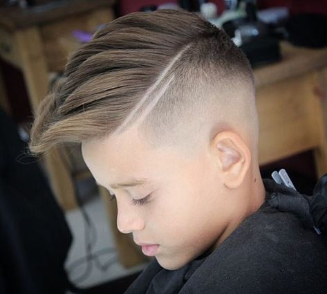 Fade Haircut Mohawk, Hard Part Haircut Kids, Boys Haircut With Lines, Boys Haircut With Design On Side, Boys Short Haircuts Kids, Mohawk Boys, Long And Straight Hair, Hard Part Haircut, Roman Hair