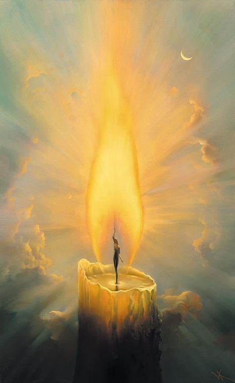 CANDLE | Vladimir Kush - Kush Fine Art Salvador Dali Paintings, Art Visionnaire, Dali Paintings, Figurative Kunst, Spiritual Artwork, Kunst Inspiration, Visionary Art, Arte Fantasy, Ethereal Art