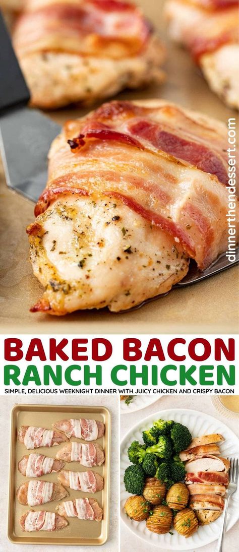 Ranch Chicken Recipe, Chicken Bacon Recipes, Chicken Breast With Bacon, Bacon Ranch Chicken, Bacon Dinner, Dinner Then Dessert, Ranch Chicken Recipes, Ranch Mix, Chicken Breast Recipes Baked