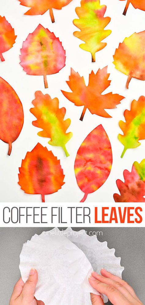 Coffee Filter Fall Art, Fall Crafts With Coffee Filters, Activities With Fall Leaves, Fall Leaf Craft Kindergarten, Coffee Filter Leaves Preschool, Art Projects For Kids Thanksgiving, Thanksgiving Window Decorations Diy, Coffee Filter Thanksgiving Crafts, Making Leaves Crafts