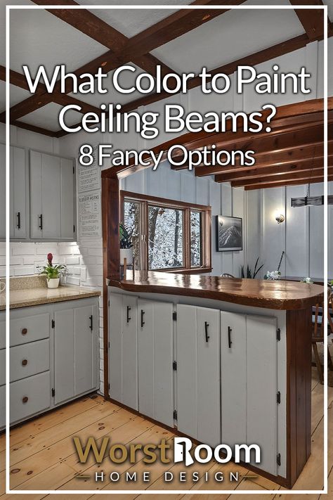 What Color to Paint Ceiling Beams? 8 Fancy Options Beam Painting Ideas, Paint Beams Ceiling, Paint Wood Beams On Ceiling, Beam Color Ideas, Ceiling Beam Paint Colors, Painted Ceiling Beams Before And After, Ceiling Beam Colors, Painted Beams Living Room, Living Room Wood Beams Ceiling