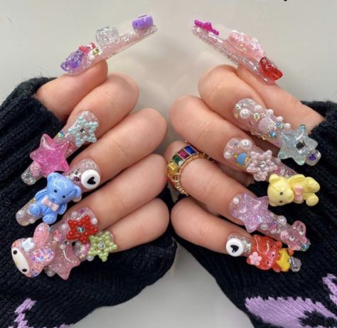 Junk Nails, Nail Art For Beginners, Really Cute Nails, Kawaii Nails, I Love Nails, Dream Nails, Funky Nails, Easy Nail Art, Best Acrylic Nails