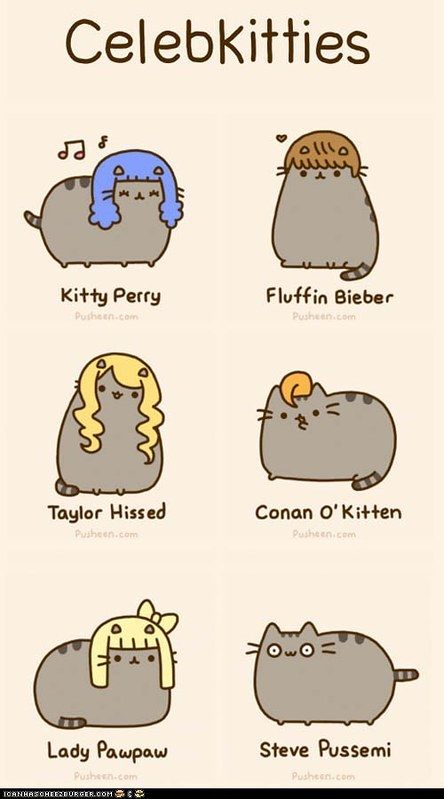 Pusheen Family, Funny Celebrity Pics, Pusheen Cute, Chat Kawaii, Pusheen Cat, Image Chat, Dessin Adorable, Different Kinds, Pusheen