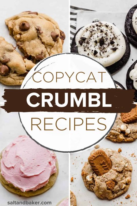 Cookie Copycat Recipes, Crumbl Cookie Recipes, Crumbl Recipes, Copycat Crumbl Cookie, Crumbl Cookie Copycat, Different Types Of Cookies, Types Of Cookies, Cookies And Cream Milkshake, Cookies And Cream Frosting