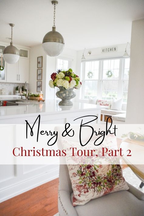 We all love a Christmas Home Tour! Get lots of ideas to decorate your home for the Holidays in Part 2 of our Merry And Bright Christmas Home Tour. Stone Gable Christmas, Charleston Christmas, Holiday House Tours, Christmas House Tour, Striped Bowl, Christmas Color Palette, Merry And Bright Christmas, Merry Bright Christmas, Christmas Tours