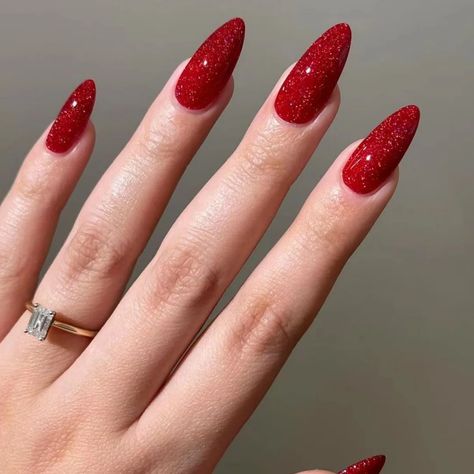 24pcs Wearable Wine Red artifiical Nails with glue Almond false nails with simple designs full cover Apply Press On Nails, Red Sparkly Nails, Ballet Nails, Red Acrylic Nails, Fake Nails With Glue, Nails Medium, Nails Almond, Sparkly Nails, Nails At Home