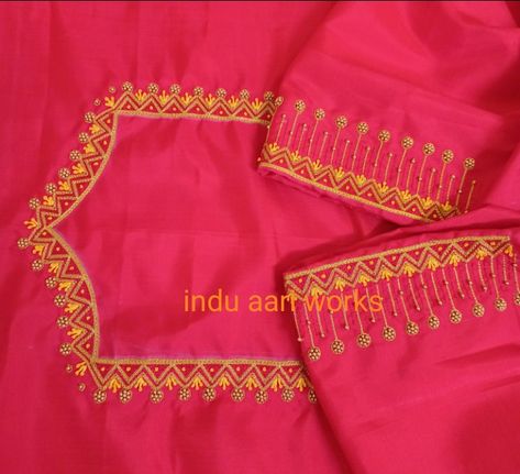 Tread Work Aari Blouse Simple, Dress Designs For Stitching, Blouse Works, Aari Design, Embroidery Blouses, Hand Work Design, Blouse Indian, New Embroidery Designs, Aari Blouse