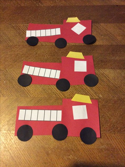 Shapes Fire Truck Fire Truck Art For Preschool, Firefighter Arts And Crafts Preschool, F For Fireman Craft, Fire Truck Projects For Preschool, Firetruck Preschool Art, Fire Safety Arts And Crafts For Preschoolers, Fire Truck Crafts Preschool, Fire Theme For Preschool, Fire Trucks Craft Preschool