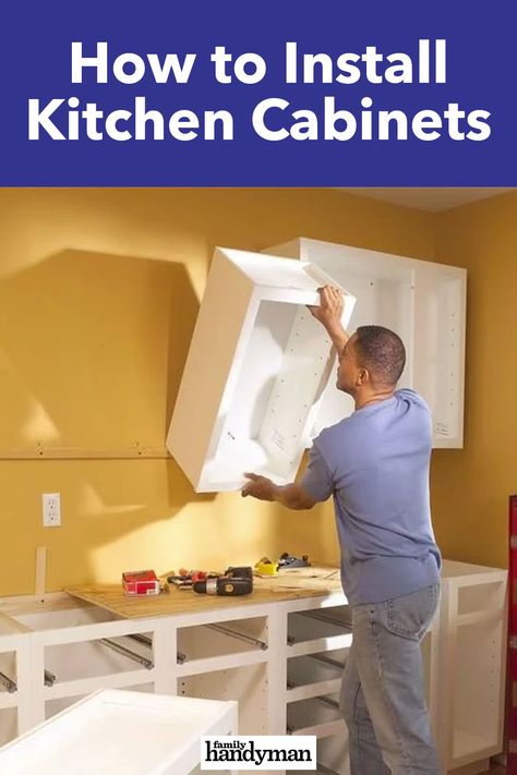 Diy Kitchen Cabinets Build, Kitchen Cabinets And Flooring, Installing Kitchen Cabinets, Kitchen Wall Units, Upper Kitchen Cabinets, Diy Storage Rack, Kitchen Wall Cabinets, House Updates, Kitchen Installation