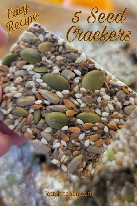 Gluten Free Seed Crackers Recipe, 4 Ingredient Seed Crackers, Seed Cracker Recipe, Seed Crackers Gluten Free, Healthy Seeded Crackers, Nut And Seed Crackers, Keto Seed Crackers Recipe, Diy Gluten Free Crackers, Healthy Cracker Recipe