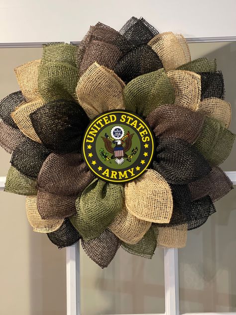 Wire Wreaths, Army Wreath, Military Wreath, Burlap Mesh Wreath, Straw Wreath, Everyday Wreaths, Wire Wreath, Wreaths Diy, Patriotic Holidays