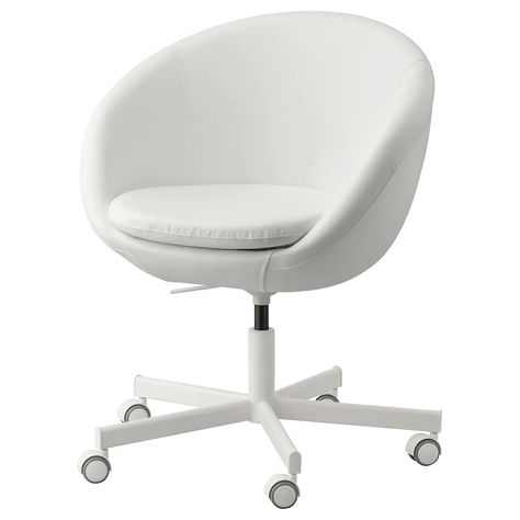 SKRUVSTA Swivel chair, Ysane white - IKEA Desk Chair Cute, Camera Ikea, Ikea Desk Chair, Chair Ikea, White Desk Chair, Room Wishlist, Ikea Desk Hack, Ikea Desk, Dekorasi Kamar Tidur