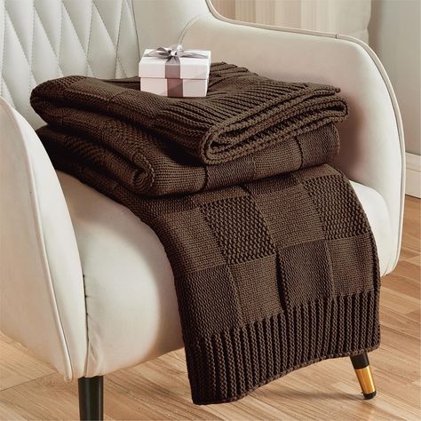 PRICES MAY VARY. SOFT & COZY THROW BLANKET:This knit throw blanket is made of 100% Premium Acrylic yarn.Unlike the ordinary acrylic yarn, this acrylic bulked yarn is spun making it lightweight and breathable as well as warm and cozy. This acrylic yarn is skin-friendly, wrinkle-resistant, shrinkage-resistant and colorfast, softer and warmer than cotton LIGHTWEIGHT & WARM THROW BLANKET:This classic checkered throw blanket is Lightweight and keeps you nice and warm, suitable for all seasons.You can Checkered Throw Blanket, Bed Sofa Living Room, Knitted Throw Blanket, Fall Throw Blanket, Cable Knit Throw Blanket, Brown Throw Blanket, Boho Throw Blanket, Brown Checkered, Sofa Living Room