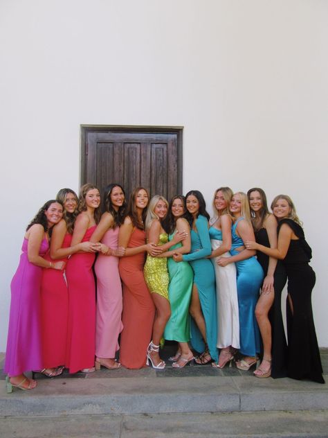 SEC sorority sigma kappa rainbow poses friends uga georgia Recruitment Photoshoot, Poses Friends, Dress Gala, Prom Poses, Sigma Kappa, Rainbow Dress, Dress Formal, Photoshoot Ideas, Sorority