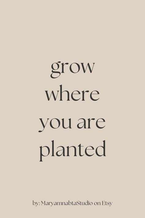 grow where you are planted quotes of the day, printable on etsy Grow Where You Are Planted Quote, Grow Where You Are Planted, Grow Typography, Something New Quotes, Life Quotes Happy, Quotes Popular, Quotes Wise Words, Growing Quotes, Plants Quotes