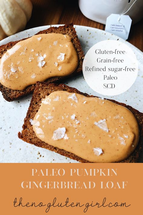 Paleo Pumpkin Gingerbread Loaf  — The No Gluten Girl Quick Paleo Breakfast, Paleo Breakfast Muffins, Paleo Breakfast Smoothie, Recipes Using Coconut Flour, Paleo Breakfast Casserole, Pumpkin Casserole, Paleo Bread Recipe, Paleo Breakfast Easy, Gingerbread Loaf