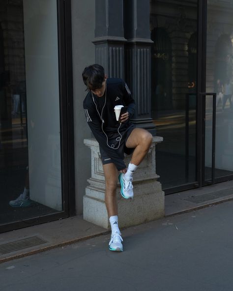 running on coffee… literally #adidasSupernova #ZalandoStyle @adidasrunning @zalando ad Coffee Pose, Boy Running Aesthetic, Running Poses, Training Aesthetic, Running Outfit, Mens Athletic Fashion, Running Outfit Men, Running Pose, Boy Styles