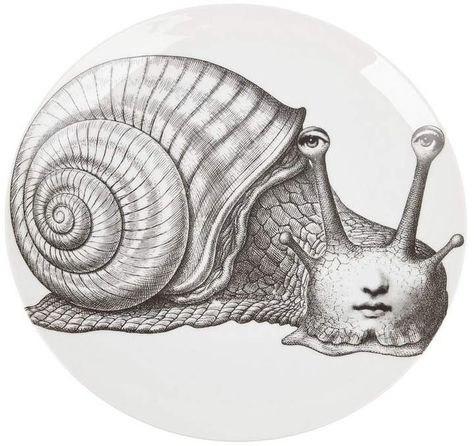 Fornasetti plate Snail Art, Weird Drawings, Art Hippie, Art Brut, Arte Sketchbook, Art Et Illustration, Dessin Adorable, Hippie Art, Art And Illustration